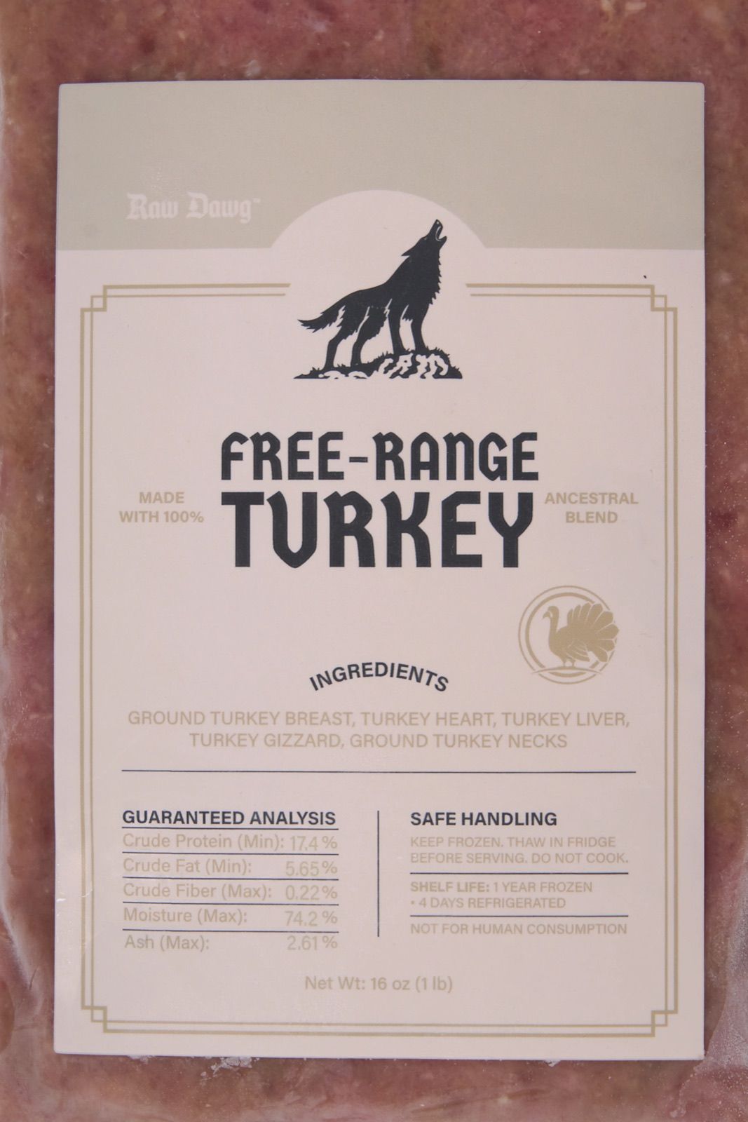 Raw Dawg Free-Range Turkey blend packaging